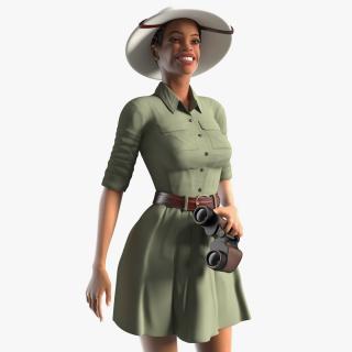 3D Light Skin Black Woman Explorer Rigged model