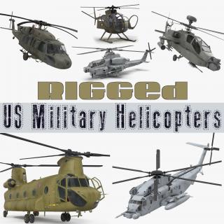 3D Rigged US Military Helicopters Collection