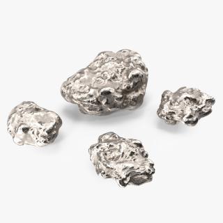 3D Metallic Silver Big Minerals model