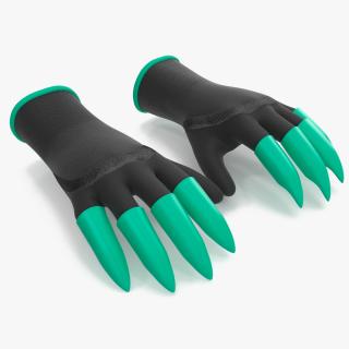 3D Garden Gloves with Plastic Claws Green model