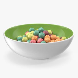 Bowl of Colorful Cereal Balls 3D model