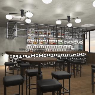 3D Modern Bar with Shelves model