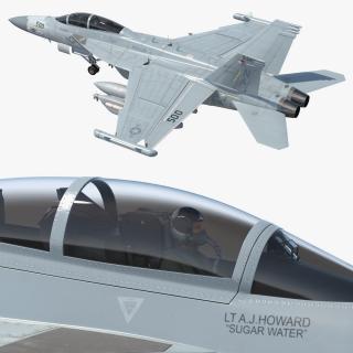 3D Fighter Jet Boeing EA 18G with Pilot