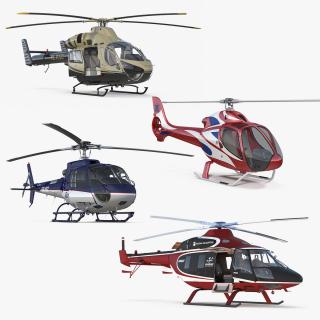 Rigged Private Helicopters Collection 4 3D model