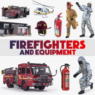 Firefighters and Equipment Collection 3D