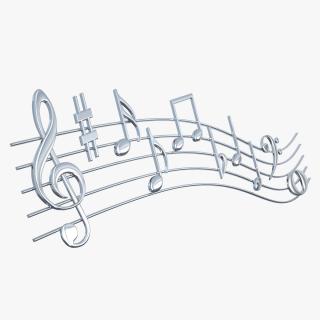 Silver Music Notes Waves 3D model