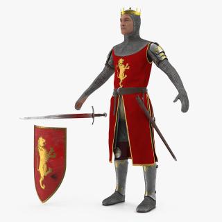 3D Crusader Knight King T-Pose Set