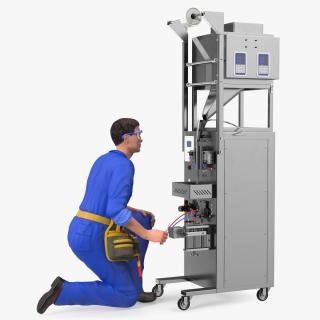 Engineer Repairing Packing Machine 3D model