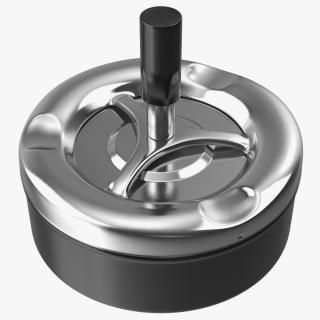 3D Round Push Down Ashtray with Spinning Tray Black model