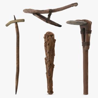 3D Ancient Wooden Tools Collection