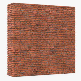 3D Old Brick Red Wall model