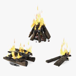 3D model Burning Wooden Logs Collection