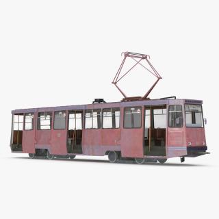 3D Retro Tram KTM-5 Old Rigged for Maya