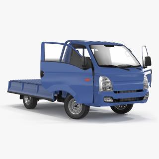 3D model Flatbed Truck Blue Rigged