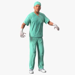 3D Male Surgeon Doctor Stained Blood Clothes Rigged model