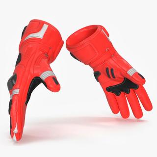 3D model Protective Riding Gloves Red 2