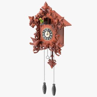 3D Wooden Cuckoo Clock Red model