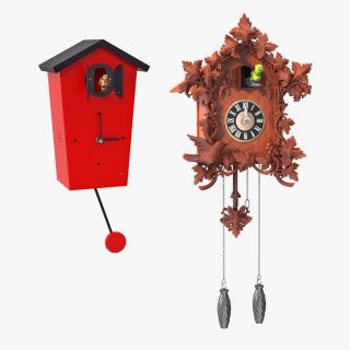 3D Rigged Cuckoo Clocks Collection