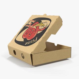 Small Pizza Box Opened 3D