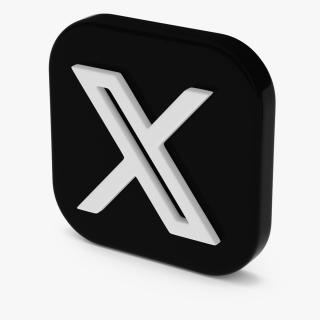 X Social Media Icon 3D model