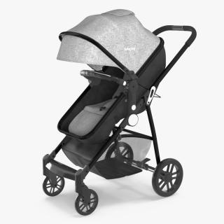 3D model Foldable Walking Baby Stroller Gray