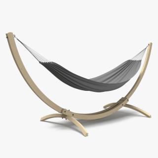 Light Wooden Bow Stand with Fabric Hammock 3D