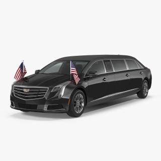 Presidential Limousine Cadillac SS 70 Stretch with American Flag 3D model