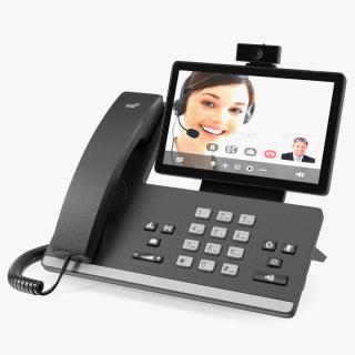 3D model Office Smart Video IP Phone Black Lights On 2