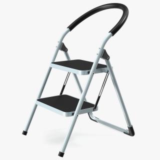 2 Step Ladder Folding Step Stool Rigged 3D model