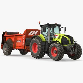 Tractor Claas Axion 800 with Sodimac Rafal 3300 Spreader(1) 3D model