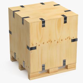 3D Wood Crate with Pallet Uline model