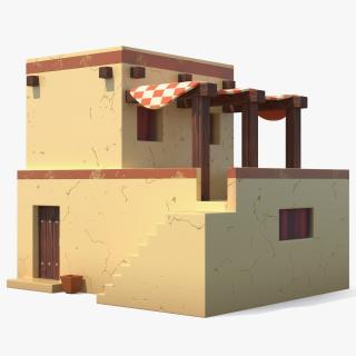 Stylized Arabian House Building with Terrace 3D model