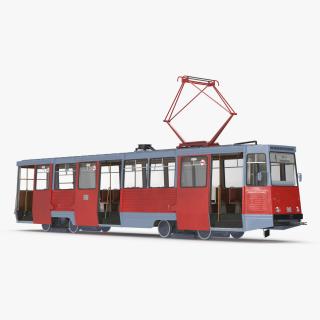 3D Retro Soviet Tram KTM-5 New Rigged for Cinema 4D model