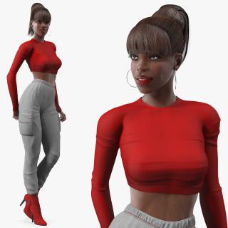 3D model Dark Skin City Style Woman Standing Pose