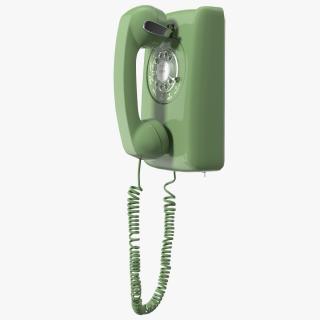 3D Vintage Green Rotary Wall Phone