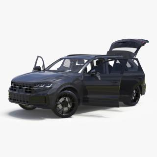 3D Hybrid Electric SUV Black Rigged for Cinema 4D