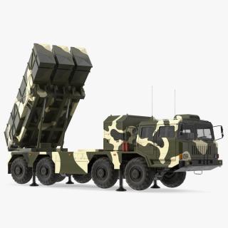 Chinese MLRS WS-2D Green Camouflage in Battle Position 3D model