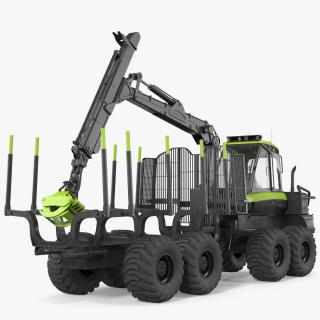 Forwarder Forestry Vehicle Rigged for Cinema 4D 3D