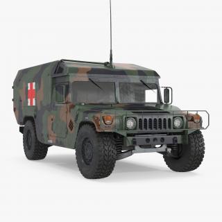 3D Mini Ambulance Military Car HMMWV m996 Camo model