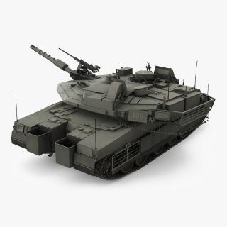 3D Dirty Israeli Tank Merkava 5 Olive Rigged