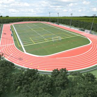 Athletic Running Track Stadium with Tribunes 3D model