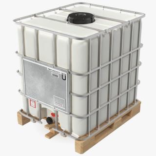 Kruizinga IBC Fluid Container 1000 Litre Wooden Pallet 3D model