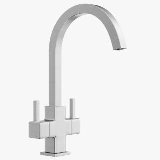 Monobloc Angular Dual Lever Kitchen Tap 3D model