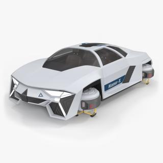 3D Sci-Fi Hover Car White Simple Interior model