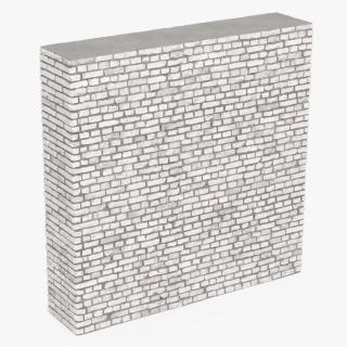 3D model Old Brick White Wall