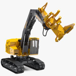 3D Tigercat 855D Tracked Feller Buncher Rigged model