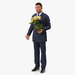 3D Man With Yellow Roses