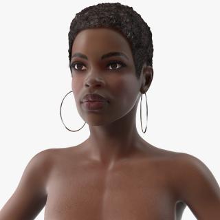 Nude Dark Skin Woman T Pose 3D