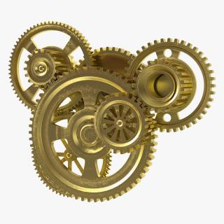 3D Abstract Gear Mechanism Brass Rigged