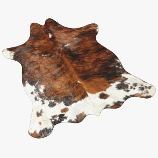 3D Cowhide Rug Light Brown and White model